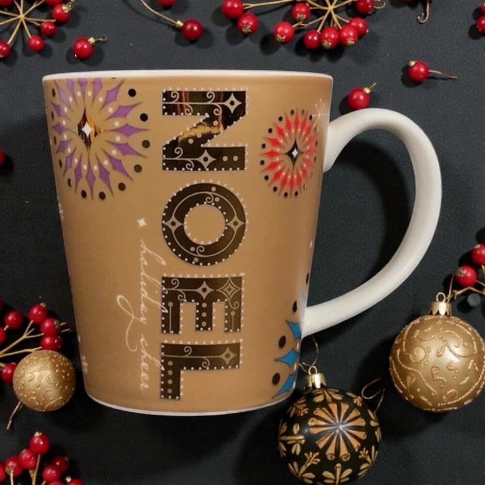 2006 Vintage Starbucks Gold NOEL - Starburst Christmas mug 14 oz